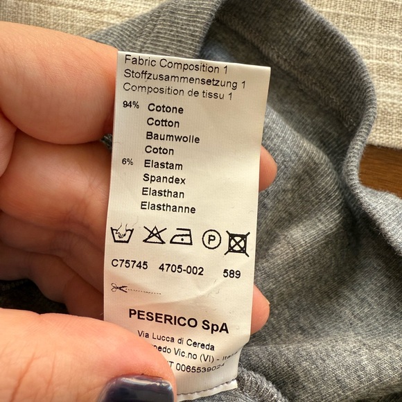 Peserico Ribbed Gray Long Sleeved Top with embellished neckline - Medium - Picture 7 of 7